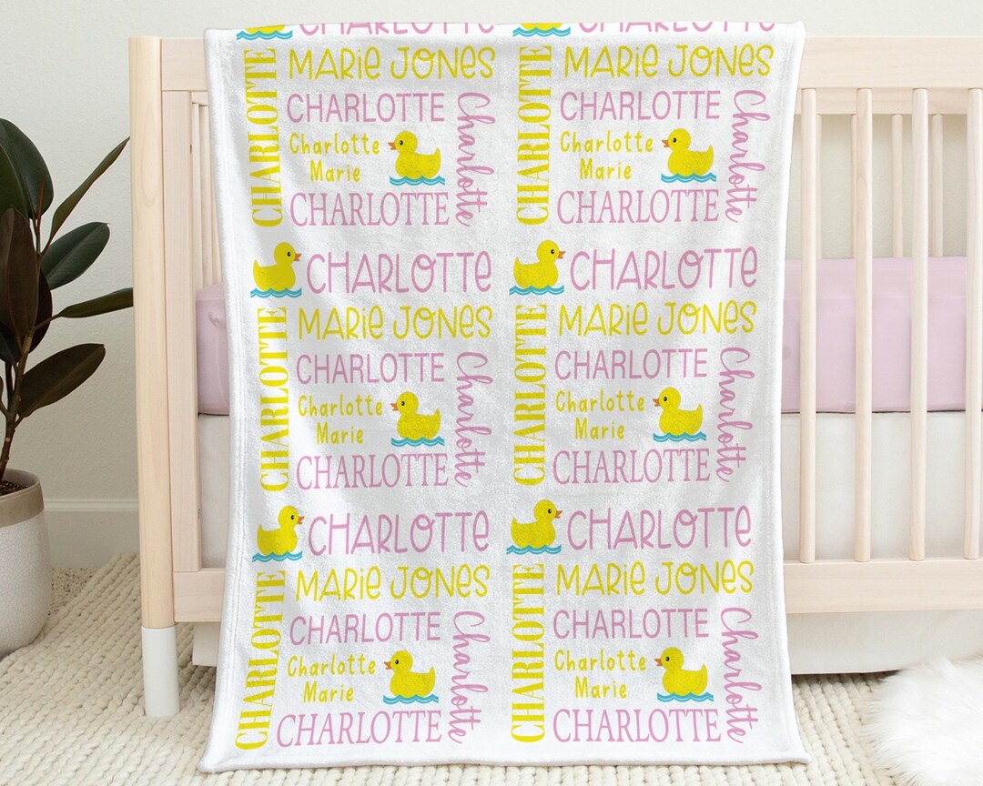 Baby Girl Rubber Duck Blanket, Ducky Swaddle Blanket With Name, Personalized Newborn Duck Baby ...