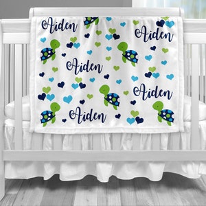 Sea turtle baby boy blanket, sea turtle blanket, personalized name blanket, under the sea, turtle name blanket, personalized turtle gift