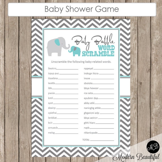 Baby Babble Word Scramble Shower Game Elephant Baby Shower Game Baby Babble Word Scramble Shower Game Elephant Baby Shower Game