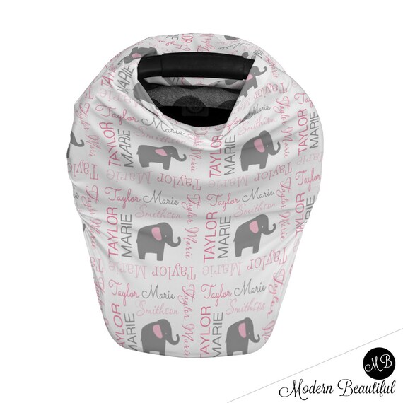 Elephant Baby Girl Or Boy Car Seat Canopy Cover Custom Infant Elephant Baby Girl Or Boy Car Seat Canopy Cover Custom Infant Personalized Name Cat Nursing Privacy