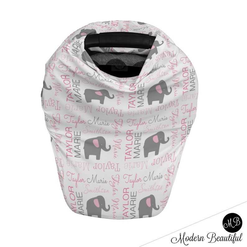 Elephant Baby Girl Or Boy Car Seat Canopy Cover Custom Infant Elephant Baby Girl Or Boy Car Seat