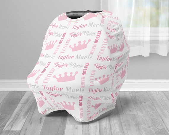 Princess Crown Infant Seat Cover Girl Custom Baby Carrier Cover