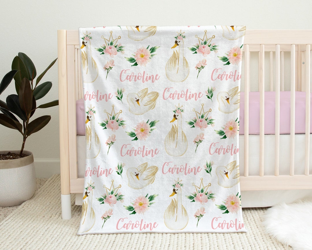 Baby Girl Swan Name Blanket Pink Princess Swan Swaddle Blanket Personalized Swan Baby Gift Custom Swan Name Blanket Flowers and Swan Etsy Canada