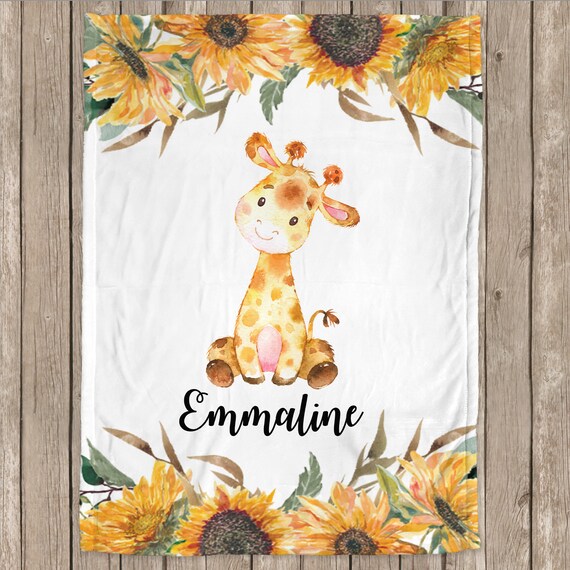 personalized giraffe baby blanket