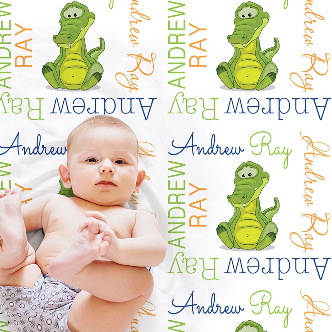 Manta personalizada con nombre de bebé de cocodrilo, manta para bebé recién  nacido niño o niña con caimanes, manta envolvente de cocodrilo (ELIGE ..., image size:1080x1080