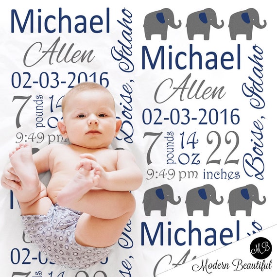 personalized elephant baby blanket