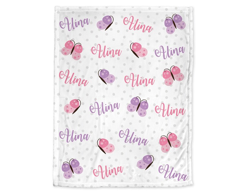 Butterfly Baby Blanket Purple Baby Blanket Girl Butterfly Etsy