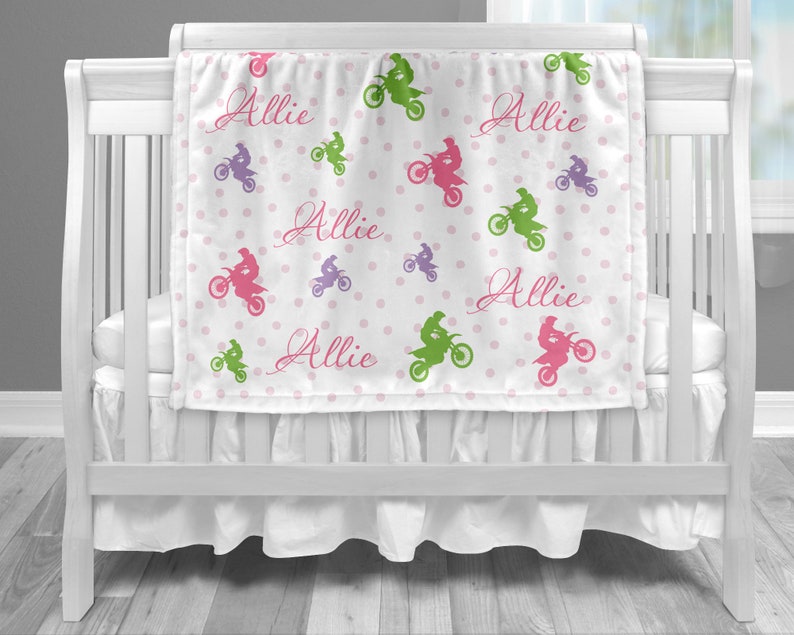 Motocross Baby Blanket Personalized Girl Dirt Bike Blanket Etsy