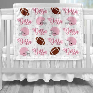 Football blanket in any team color, personalized gift girl football blanket, football boy blanket, personalized sports name blanket, blanket
