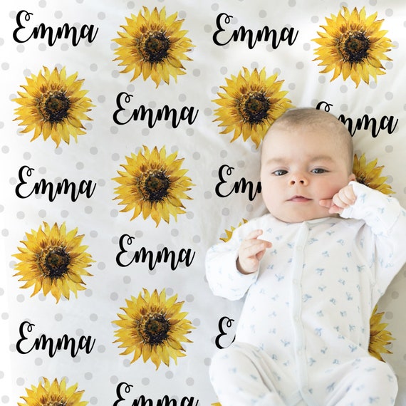 Personalized sunflower sale baby blanket