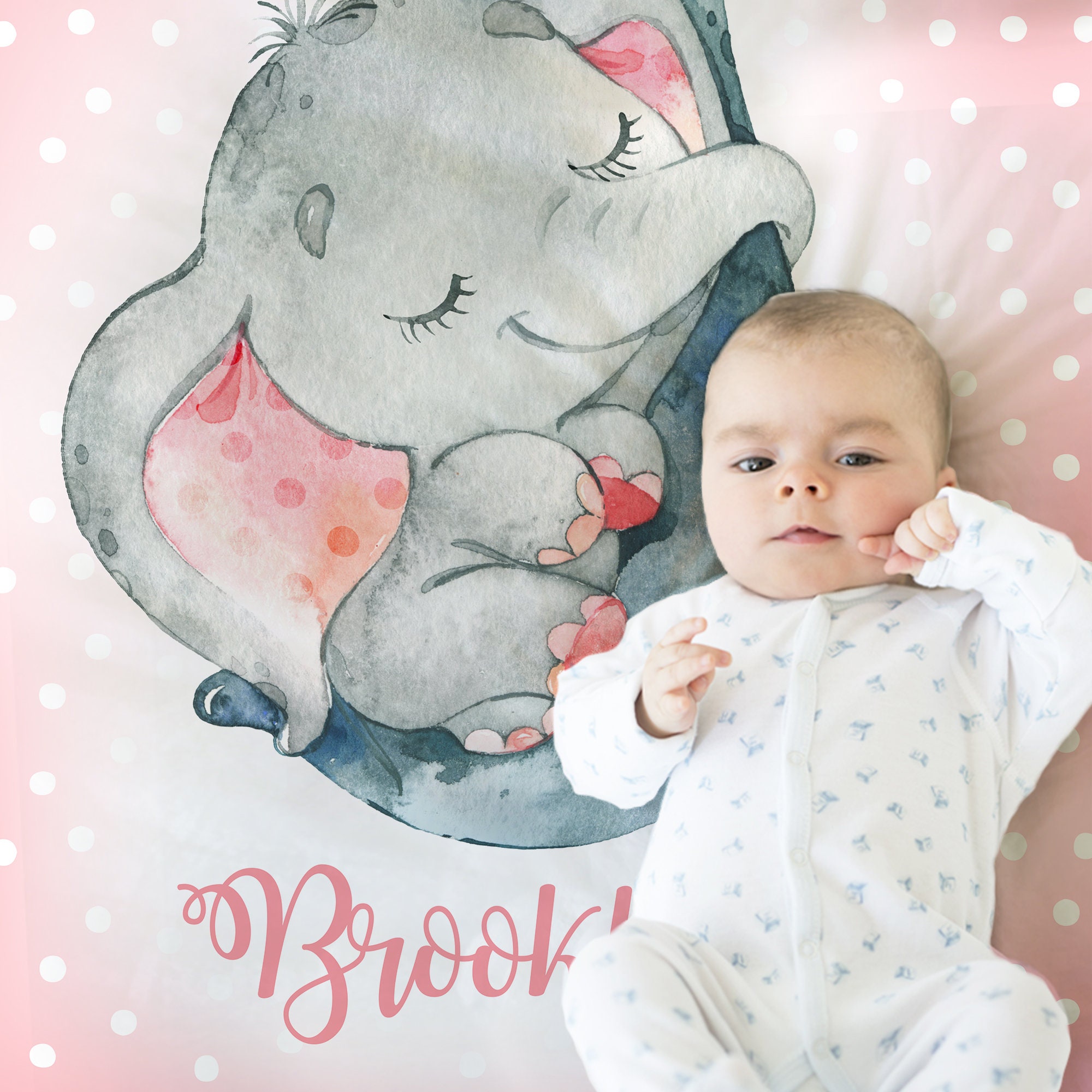 Manta personalizada de elefante con nombre para niñas y niños, manta de  bebé personalizada para recién nacidos, manta de cama personalizada para