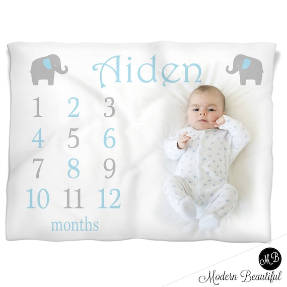 personalized baby boy milestone blanket