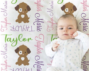 Manta personalizada para bebé cachorro, manta con forma de pata de perro recién nacido con nombre, lindo regalo para bebé cachorro, manta para perro cachorro niño o niña (ELIGE COLORES)