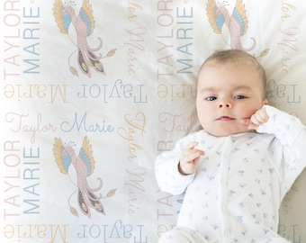 Personalized Phoenix Baby Girl Swaddle Blanket with Name – Soft Fleece Baby Gift