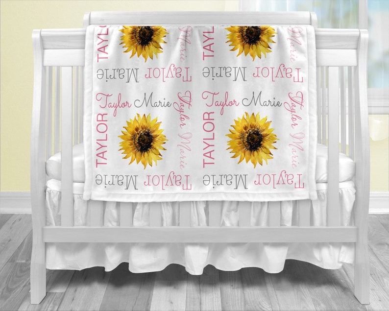 Sunflower baby blanket sunflower personalized baby gift Etsy