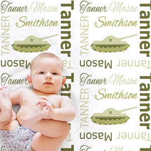 Army tank baby blanket personalized boys newborn tank blanket military gift swaddle blanket personalized tank baby gift boy girl tank gift