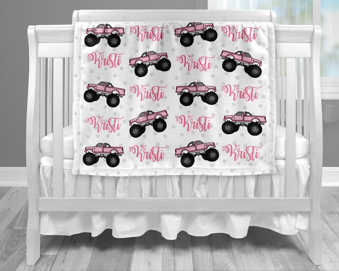 Monster Truck Baby Blanket, Truck Baby Blanket, Girl Monster Truck