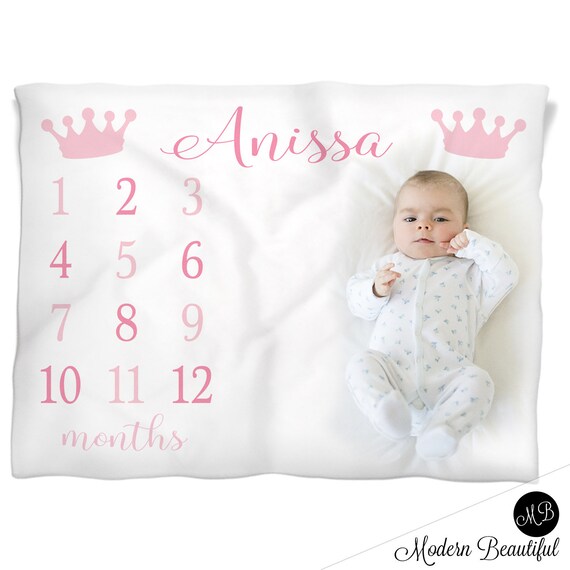 personalized baby girl milestone blanket