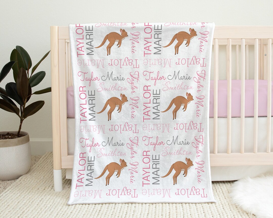 Personalized Kangaroo Baby Blanket Newborn Girl Kangaroo Etsy
