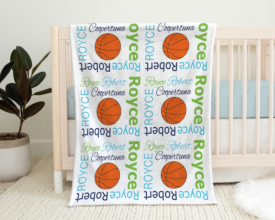 Basketball Baby Blanket, Personalized Sports Ball Newborn Blanket