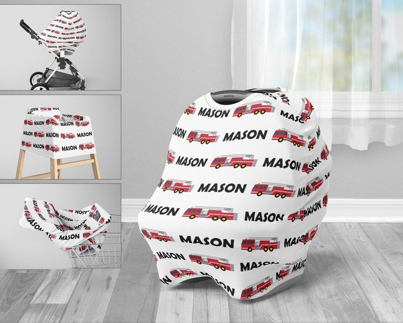 Firetruck Car Seat Canopy Cover Boy Custom Infant Car Seat Etsy