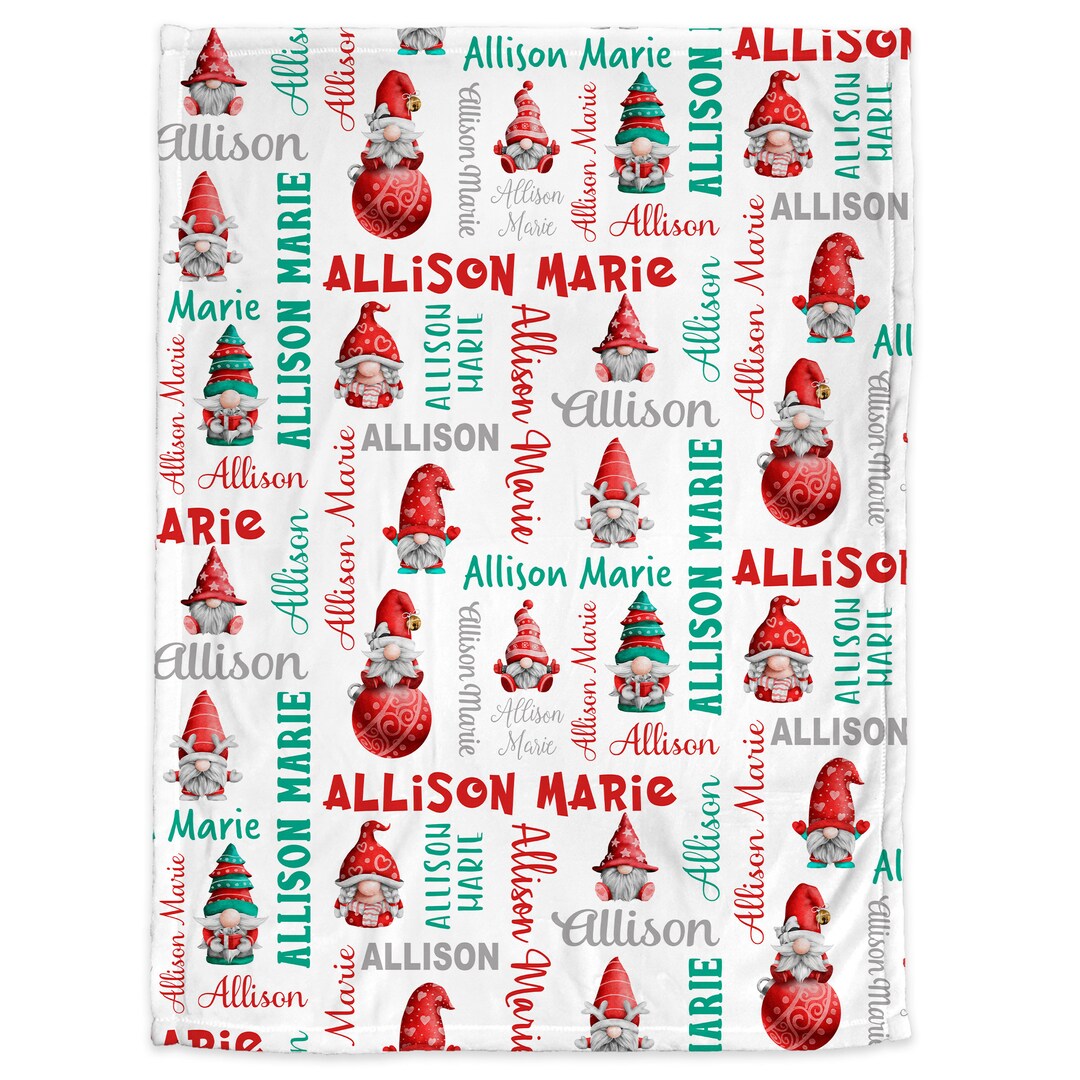 Christmas Gnome Baby Blanket, Personalized Holiday Swaddle, Christmas Baby Gift for Girl or Boy