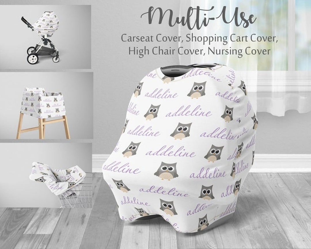 Cute Owl Car Seat Canopy Cover Little Owl Custom Infant Car Etsy