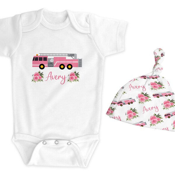 Baby Girl Fire Truck Outfits Etsy
