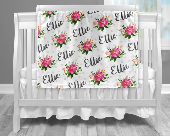 floral personalized baby blanket