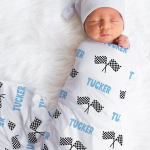 Race Flag Swaddle Blanket for Baby Boy, Racing Checkered Flag baby gift, choose colors