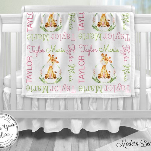 Giraffe Nursery Bedding Set Pink Floral Crib Bedding Set Etsy
