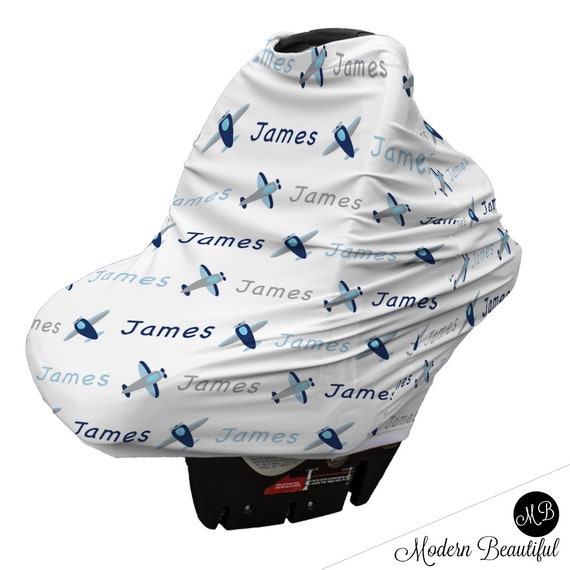 Baby Boy Or Girl Airplane Car Seat Canopy Cover Custom