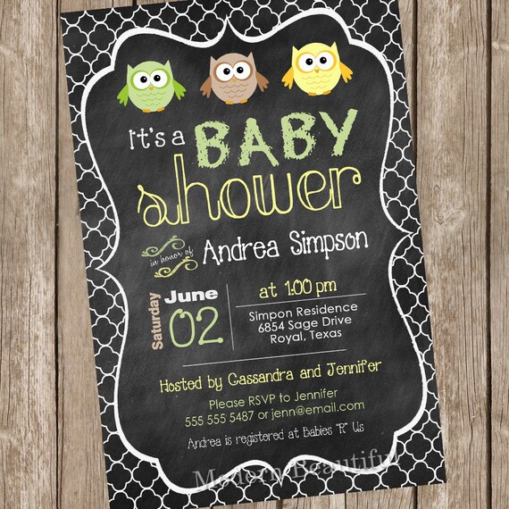 pastel owl chalkboard baby shower invitation owl invitation chalkboard baby shower invitations