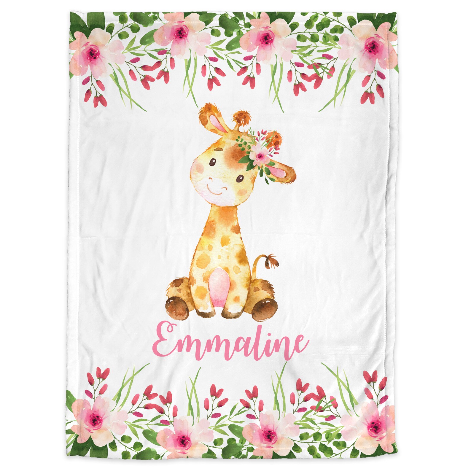 Floral Giraffe Baby Blanket Newborn Girl Giraffe Blanket With Etsy