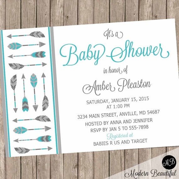 Arrow Baby Shower Invitation Tribal Arrow Baby Shower Invitation Tribal Feather Boy Printable