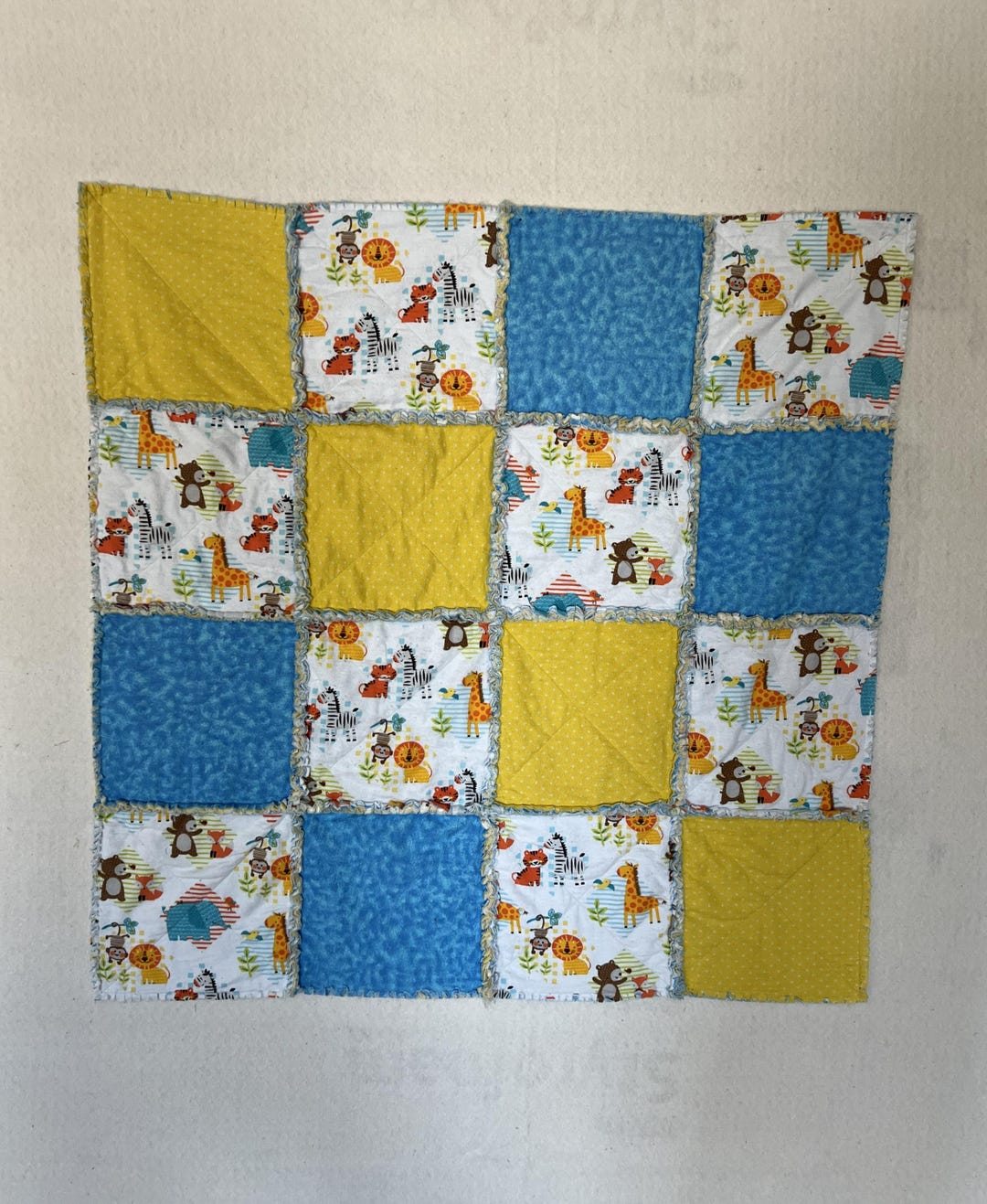 Reversible Flannel Baby Rag Quilt: Jungle Animals & Elephants - Etsy