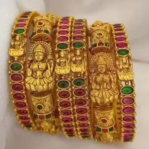 Indian Bangles Set/Gold Bangles/ Temple jewelrs Bangles/Pacheli /Floral Bangles/kada / South Indian Traditional beautiful Bangles