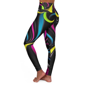 Vibrant Print High Waisted Yoga Leggings: 4-Way Stretch Activewear
