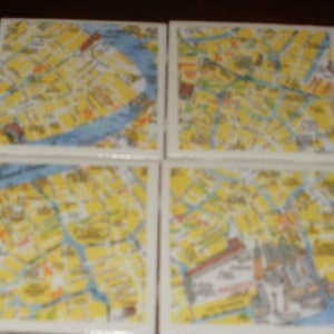 Map Coasters Venice Map Coasters...Set of 4...For Drinks and Candles...Full Cork Bottoms NOT Felt image 2