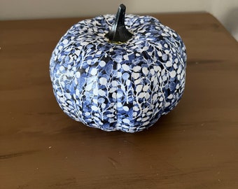 Pumpkin, Blue and white, Centerpiece, Decoupage, Hostess gift