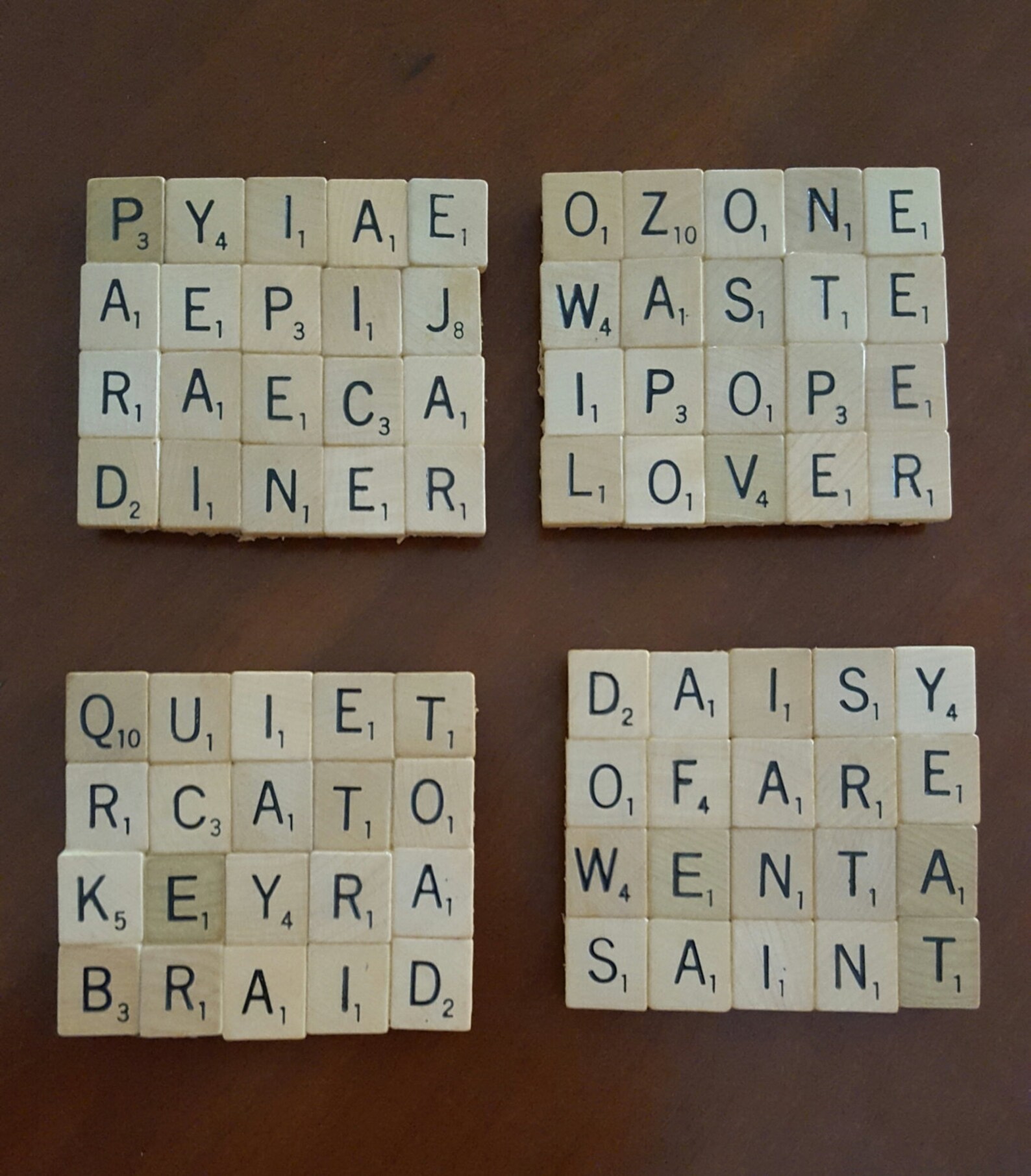 Scrabble Tile Coasters Made With 80 Scrabble Tiles and a Full Cork