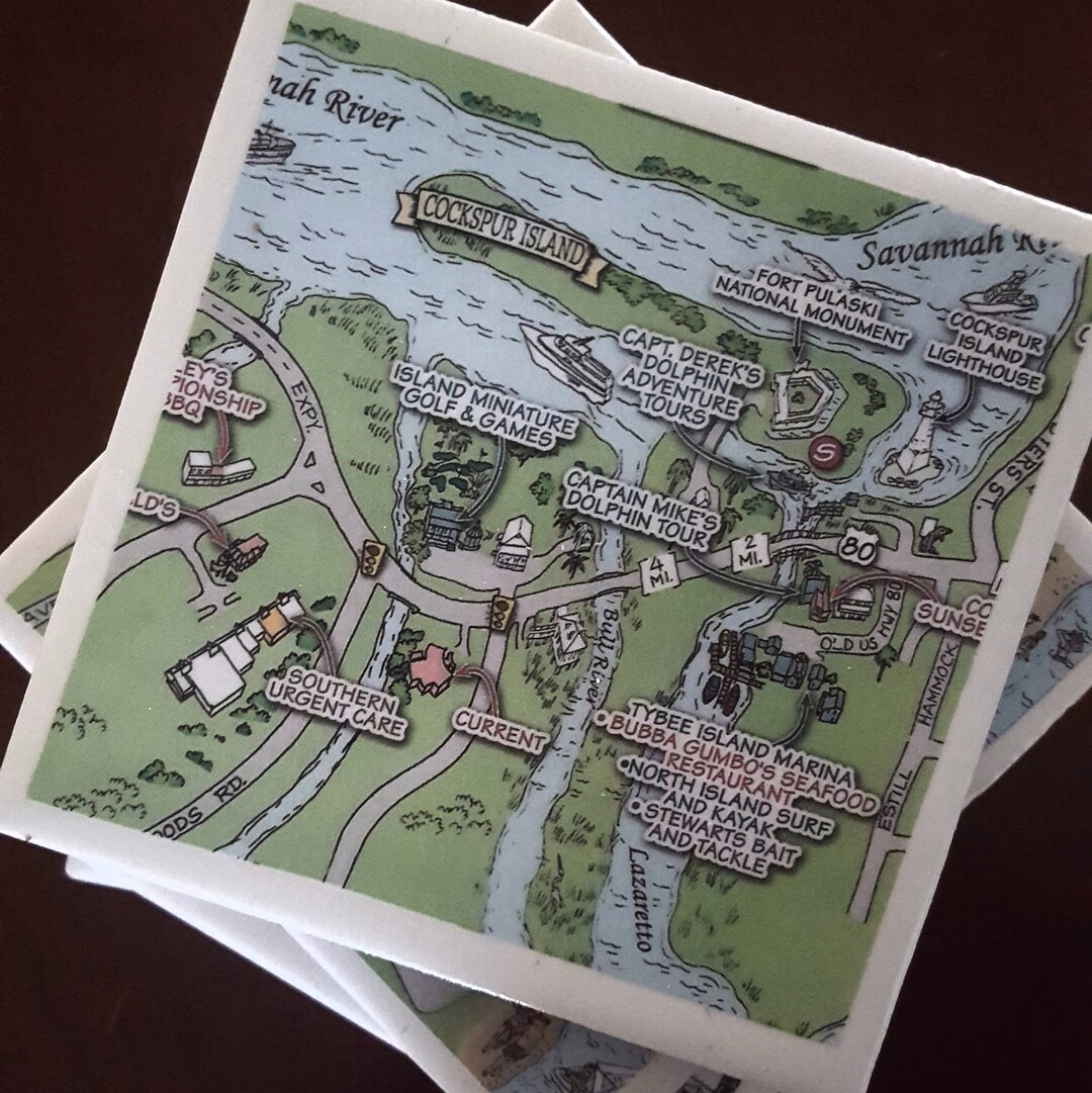 Tybee Island Coasters...set of 4...for Drinks and Candles Etsy