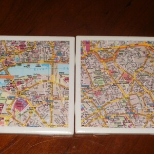 London Road Map Coasters...Set of 4...For Drinks and Candles..,.Full Cork Bottoms NOT Felt image 3