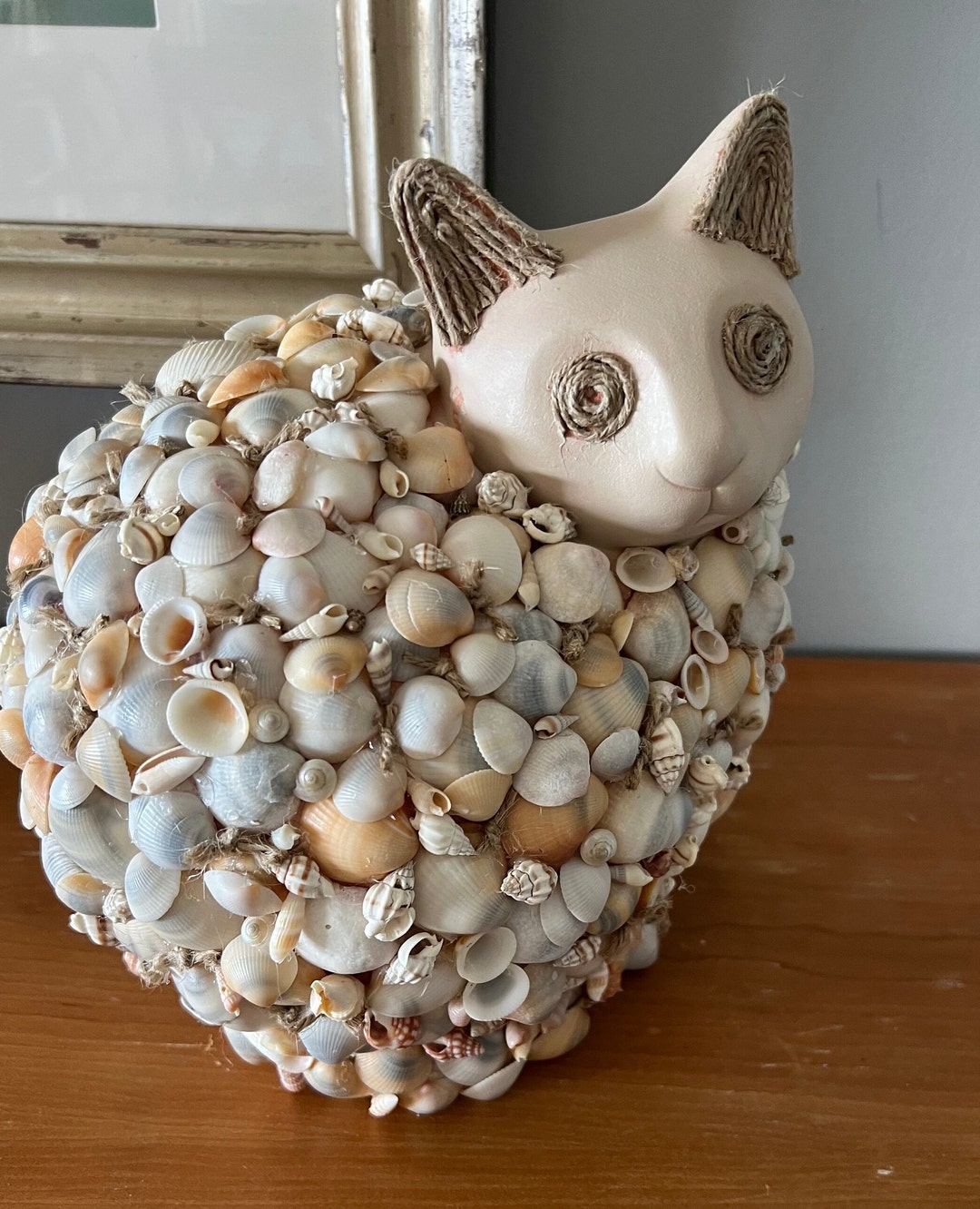 Shell Cat Sculpture, Centerpiece, Nautical, Coastal - Etsy