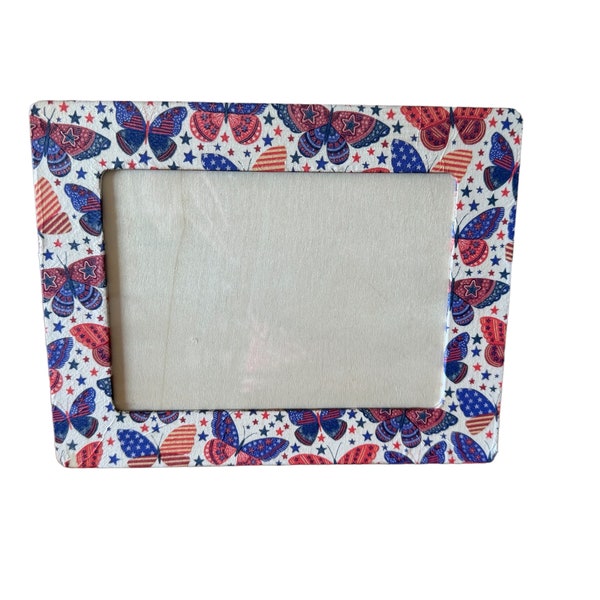 Butterfly Frame, 5x5, American Flags, Patriotic