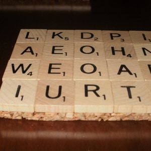 Scrabble Coasters Set of 4...Made with 80 Real Scrabble Tiles...Full Cork Bottom not Felt...FREE SHIPPING image 3