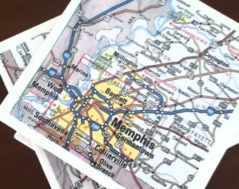 Tenn Map Coasters, including Memphis...Set of 4