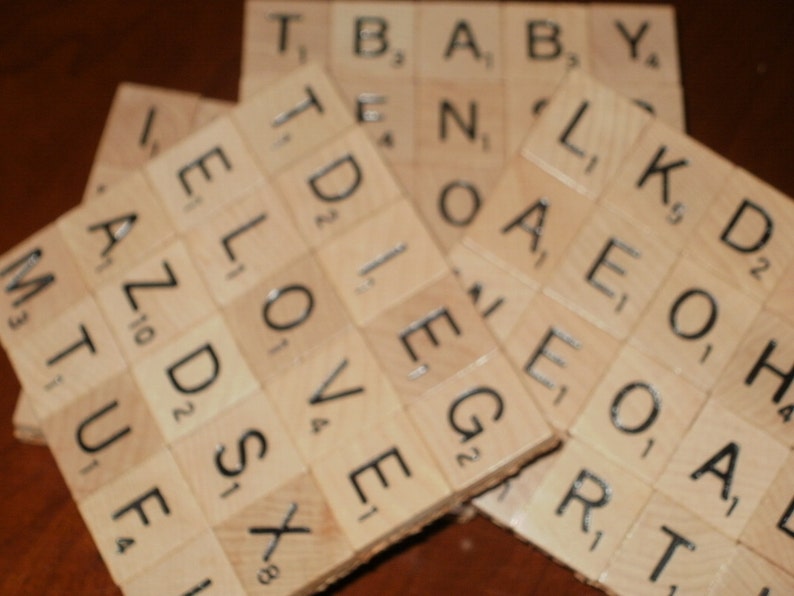 Scrabble Coasters Set of 4...Made with 80 Real Scrabble Tiles...Full Cork Bottom not Felt...FREE SHIPPING image 1