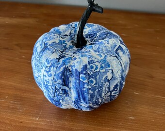 Pumpkin, Blue and White, Small, Coastal, Gift