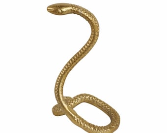 Figura de serpiente alta novedosa de aluminio estilo bohemio, dorada, 10 pulgadas.